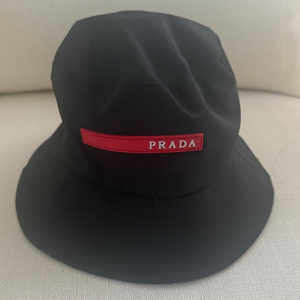 Prada Black and Red Bucket Hat